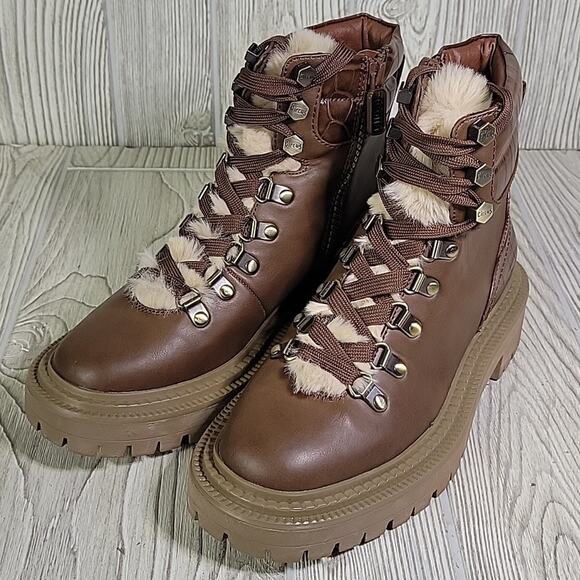 Circus by Sam Edelman Floral Mid Calf Boots Brown Snake Print Womens 5.5 NEW - Picture 10 of 12